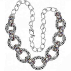 Brighton‎ crystal voyage Chunky link Crystal Pave Jeweled Necklace New